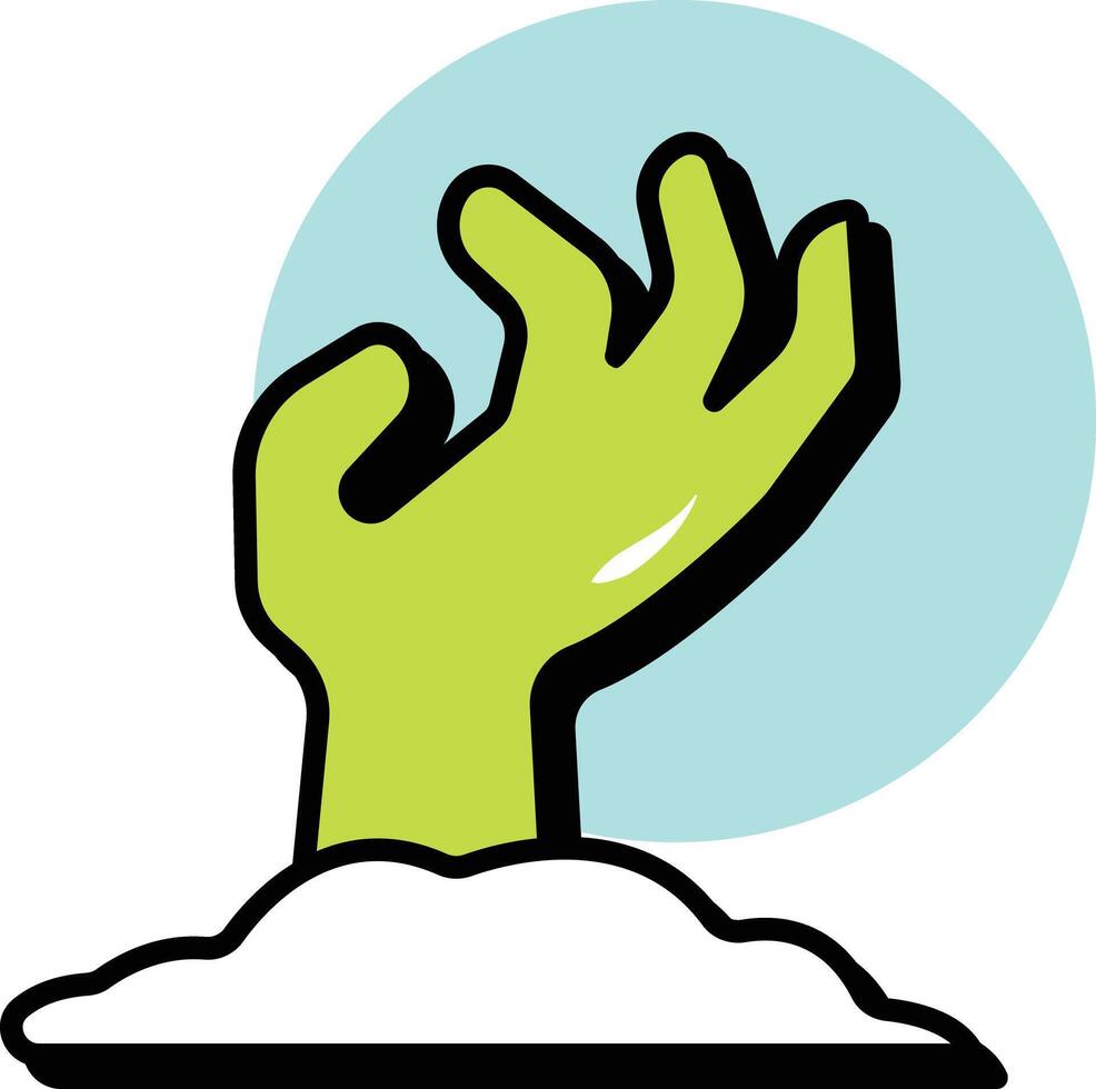 Zombie Hand Bold Halloween Circle Color Outline Icon Style vector