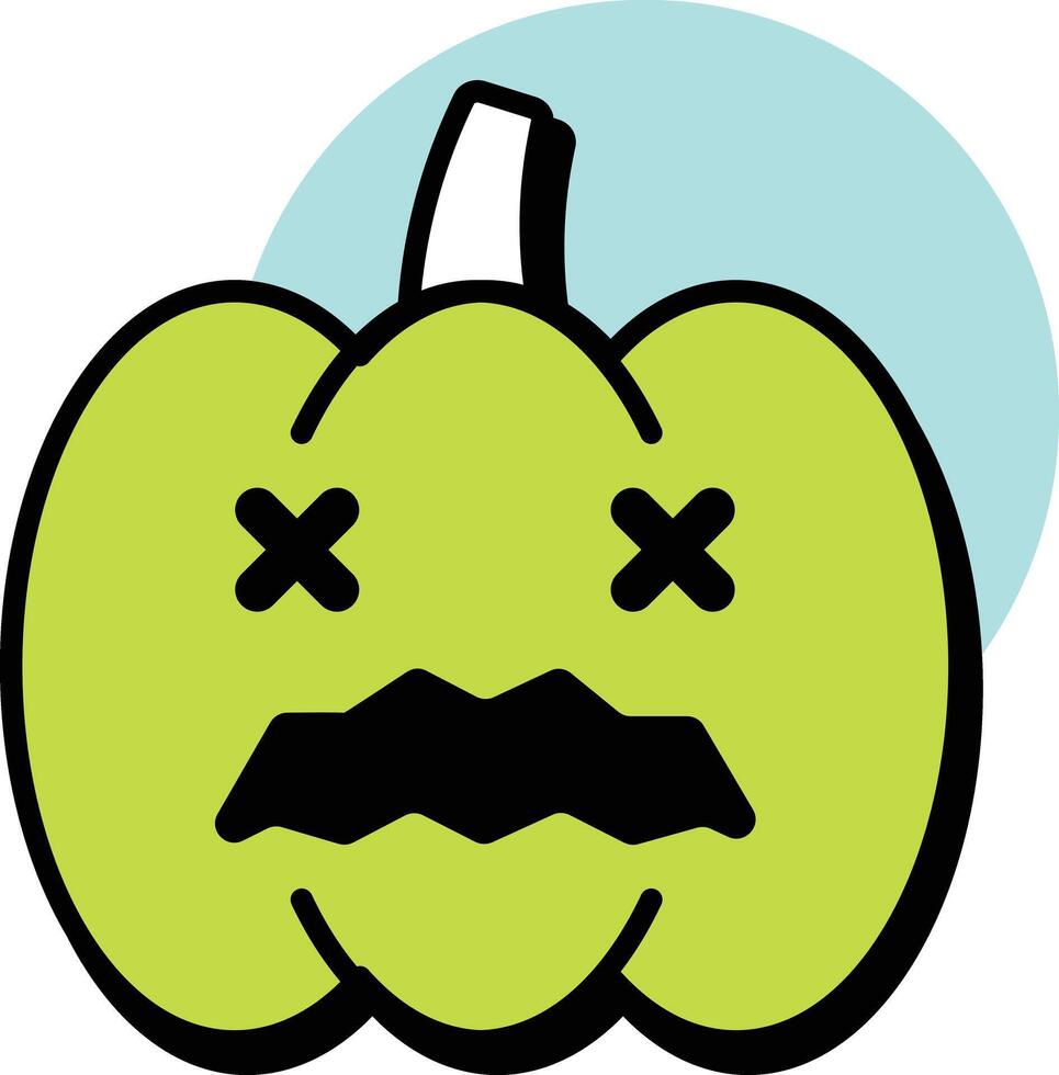 Halloween Pumpkin Bold Halloween Circle Color Outline Icon Style vector
