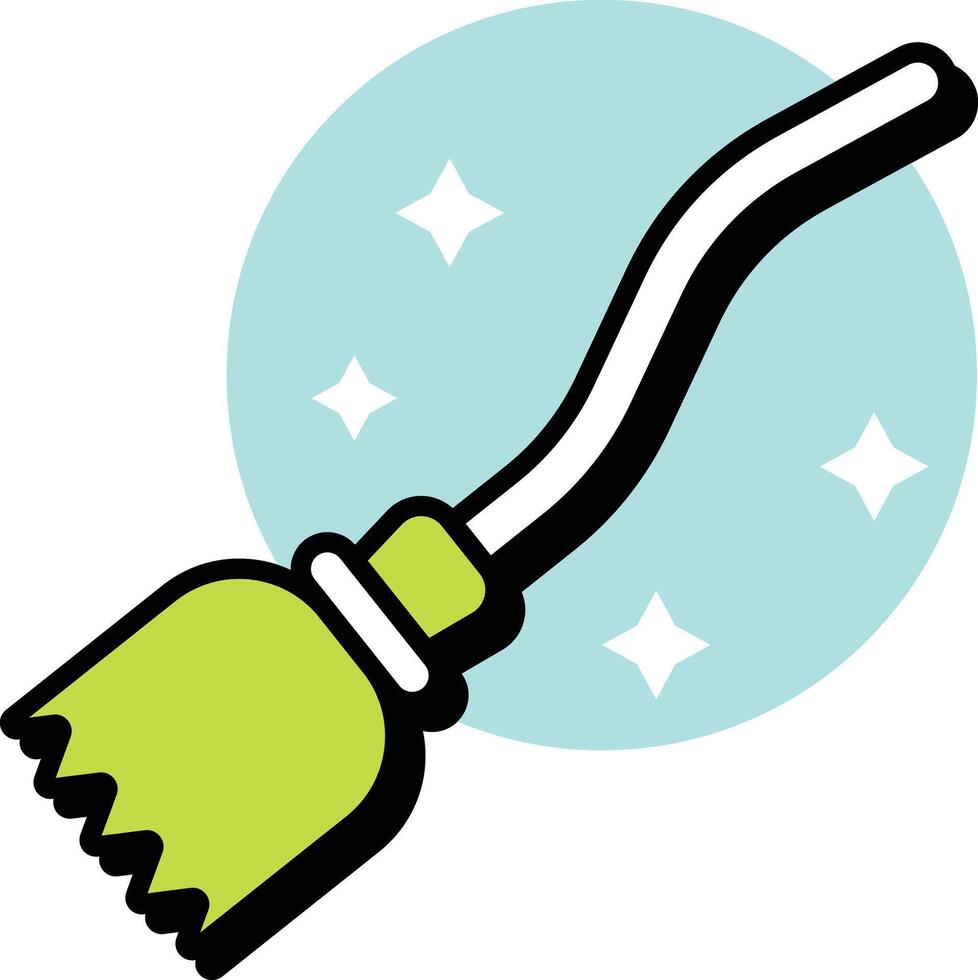 Witch Broom Bold Halloween Circle Color Outline Icon Style vector