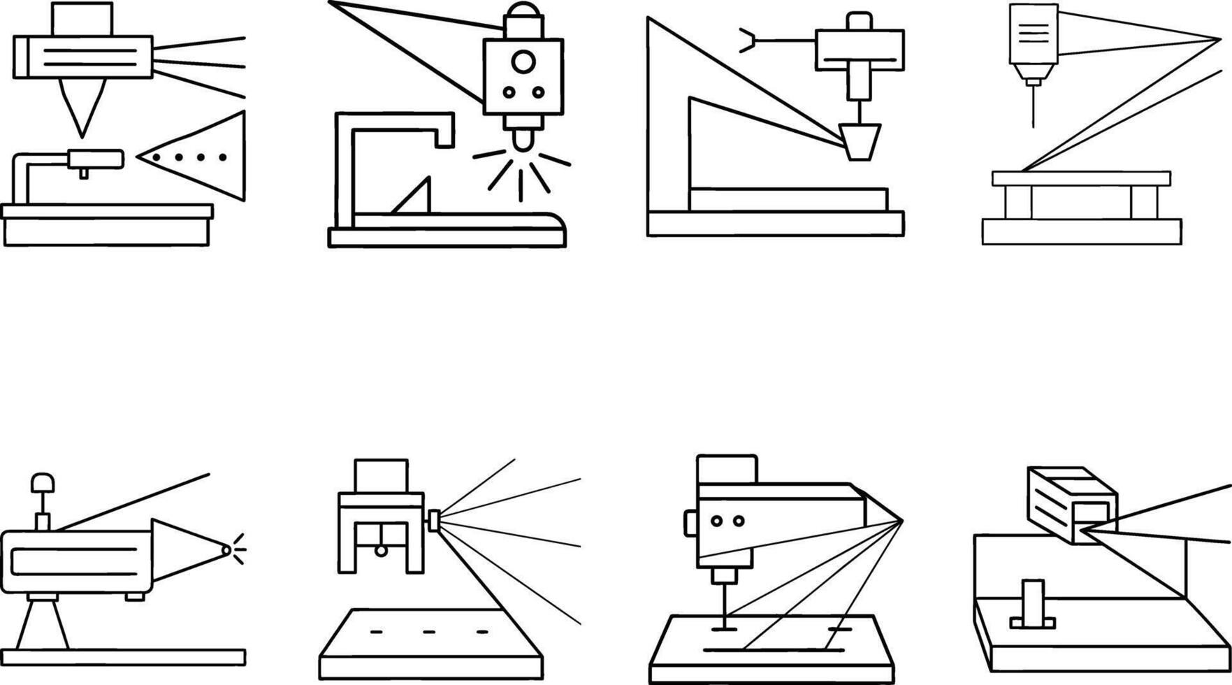 Industrial Robotic Arms with Laser Cutting and Welding vector