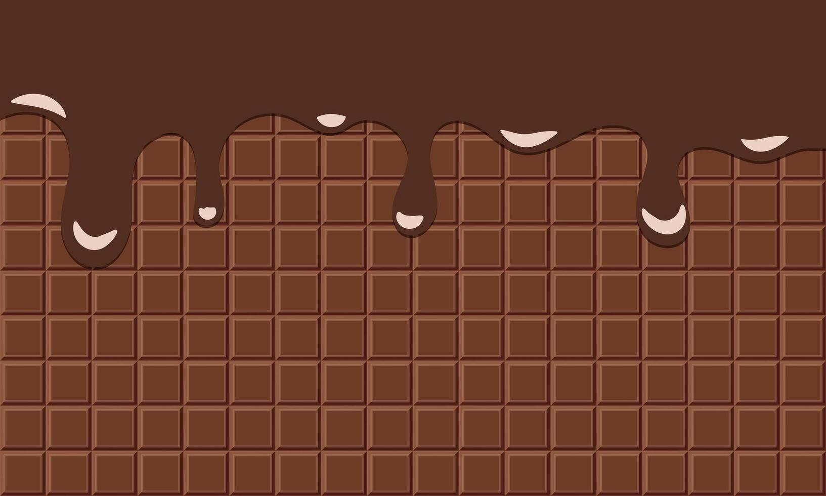 horizontal texture of chocolate bar surface with chocolate dripping vector