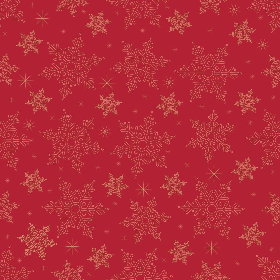 Seamless new year christmas pattern gold color on red vector