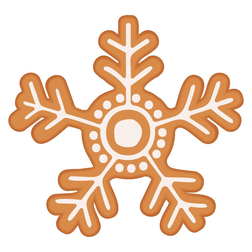 Christmas gingerbread snowflake with glazed design vector