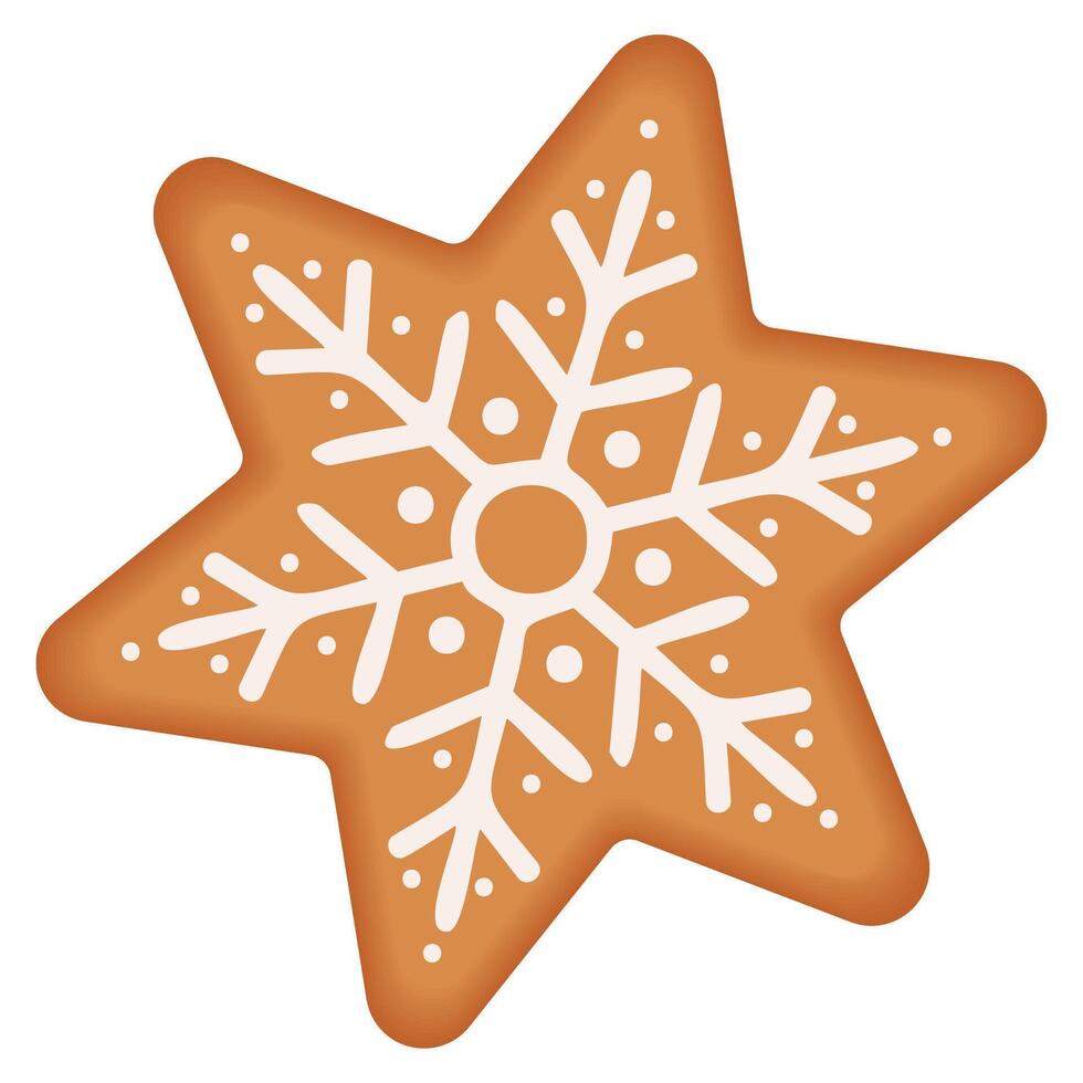 Christmas gingerbread star with snowflake pattern vector
