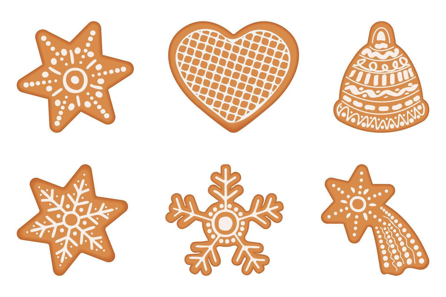 Set of festive gingerbread cookies for decorating Christmas illustrations vector