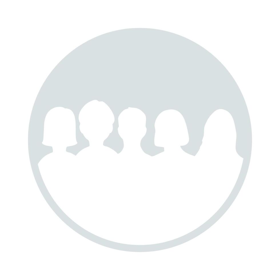 Group of 5 people Different Gender Friendships Default Avatar Profile Icon, Suitable for Social Media Chatting Online vector