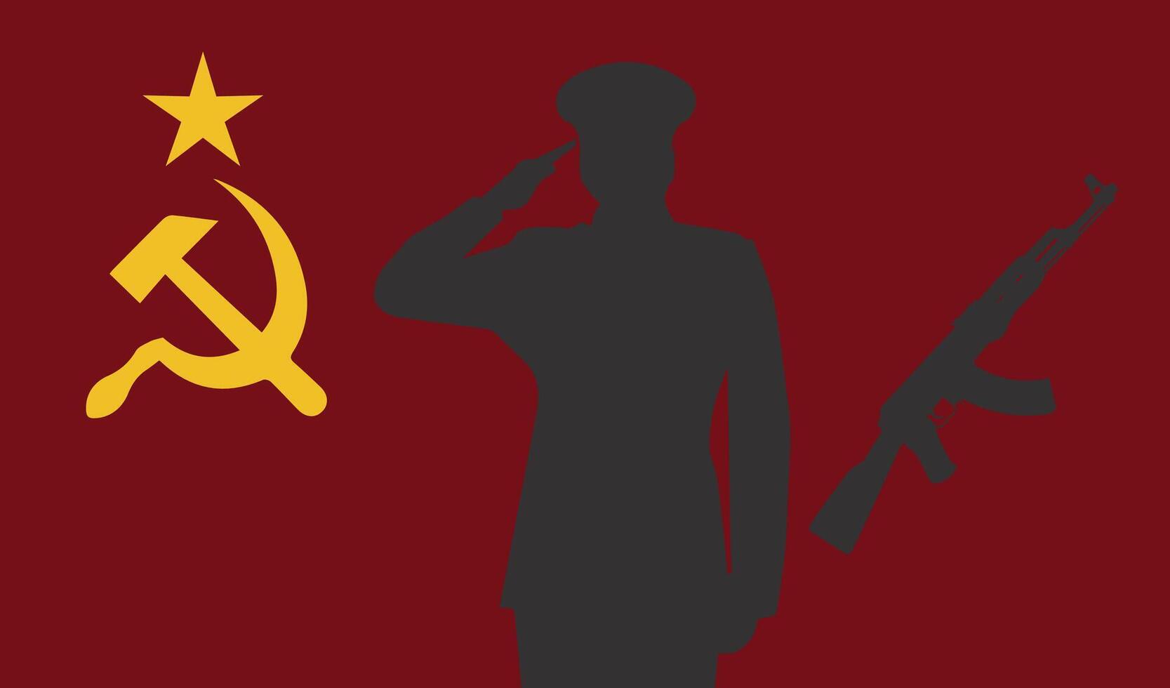 Soldiers salute the Flag of the former Russian State, Soviet Union Symbol of the Red Army vector