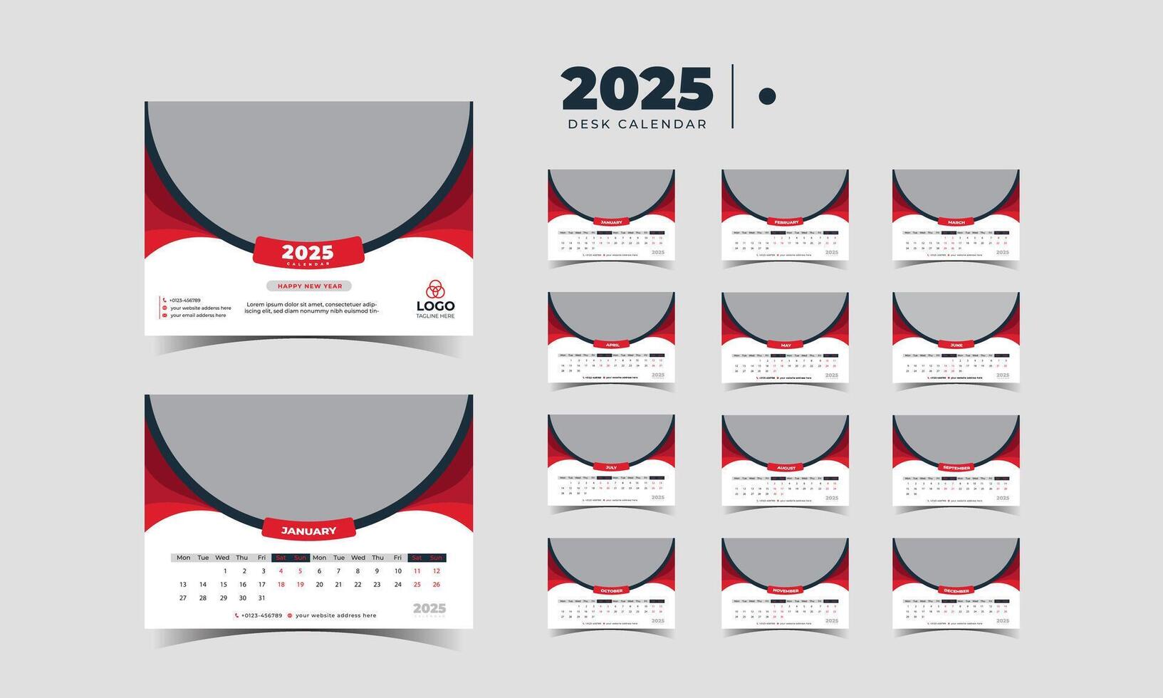 Modern Minimalist 2025 Desk Calendar Layout vector