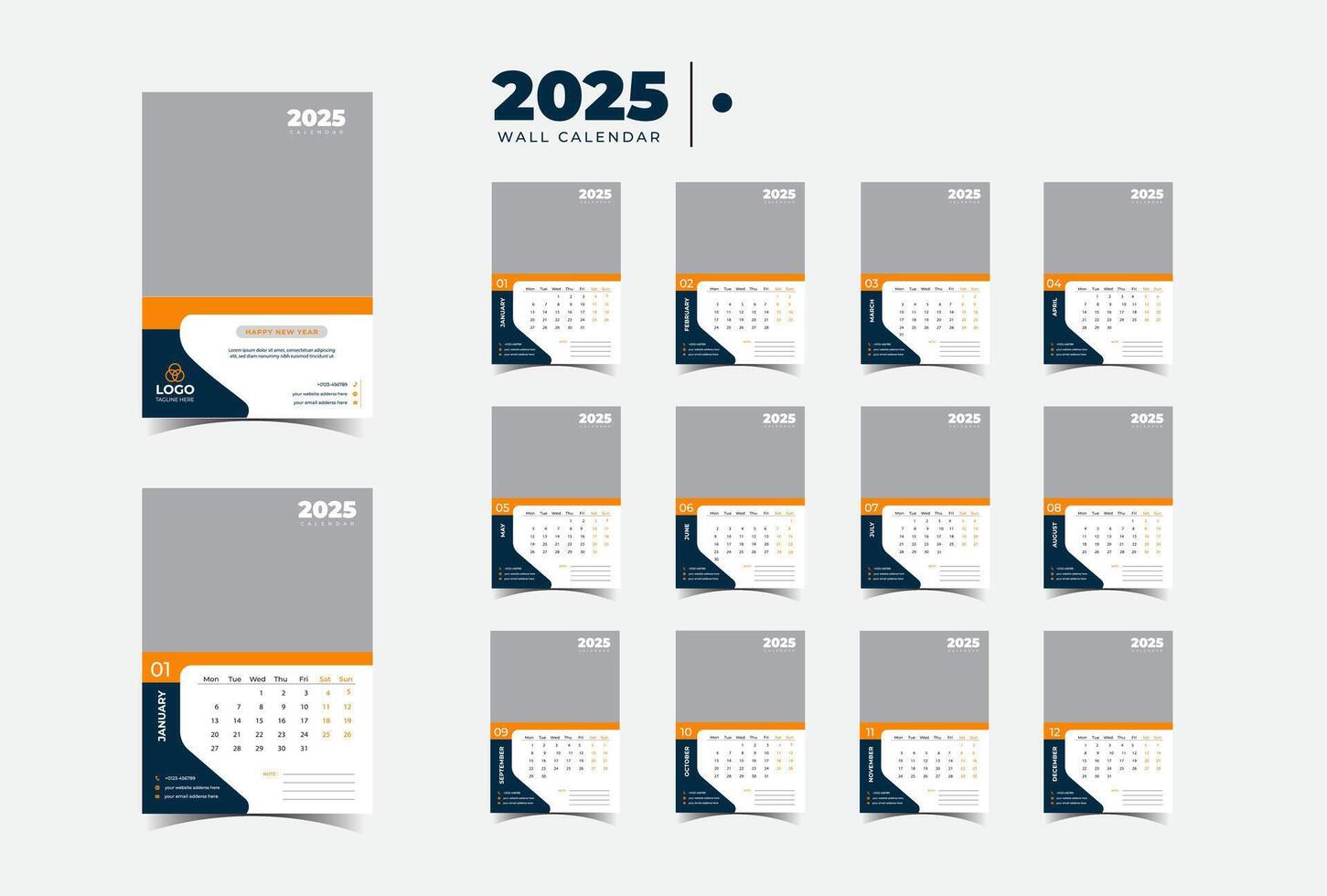 2025 Wall Calendar Artful Days, Organized Life vector