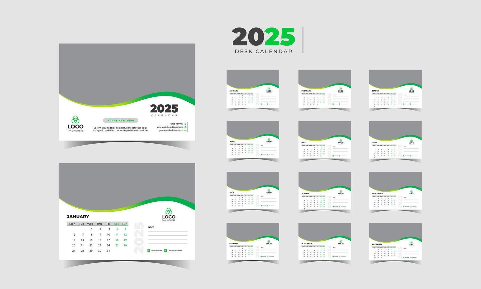 Professional 2025 Desk Calendar Layout for Every Office vector