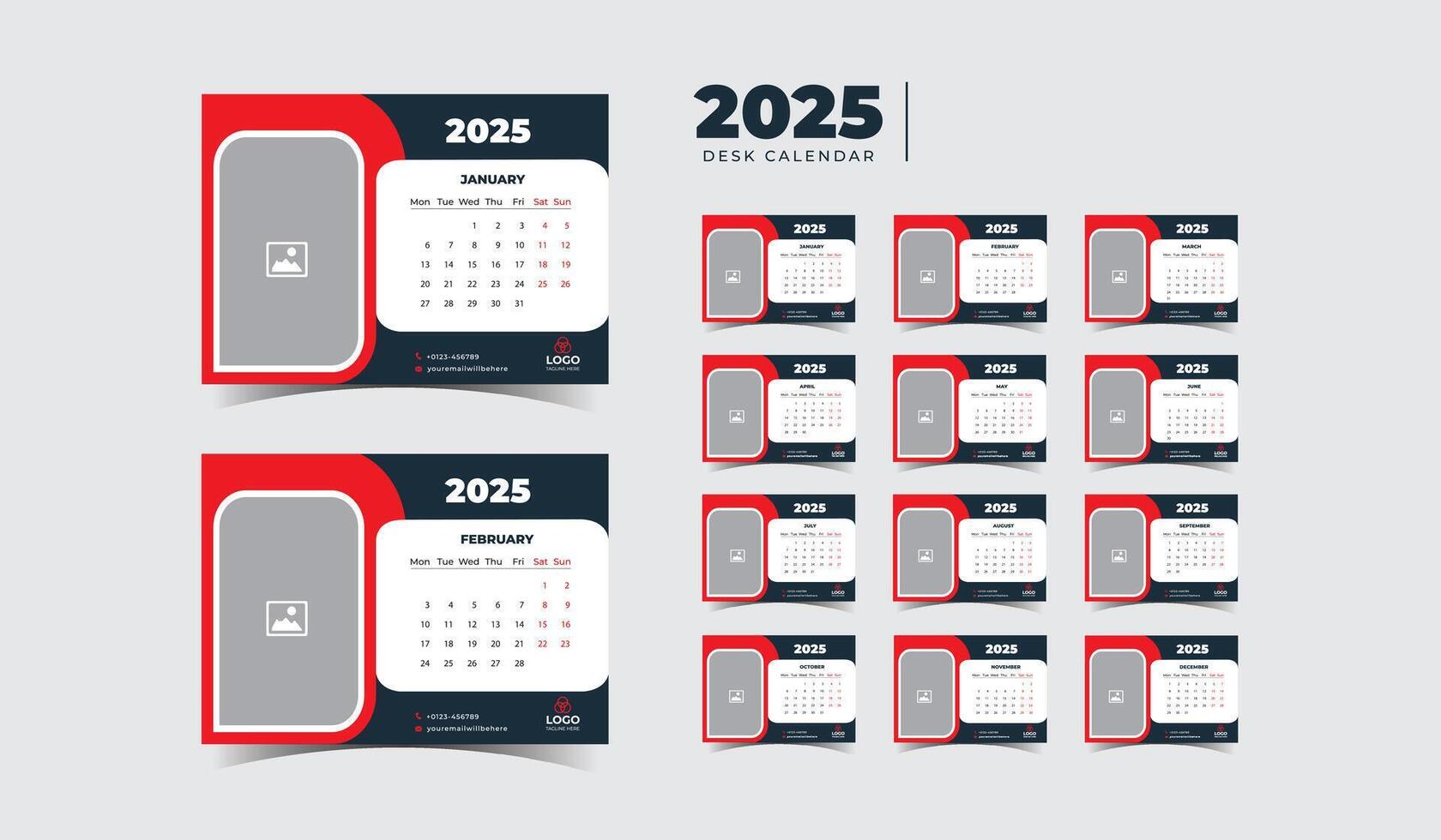 Subtle Sophistication 2025 Desk Calendar Design vector