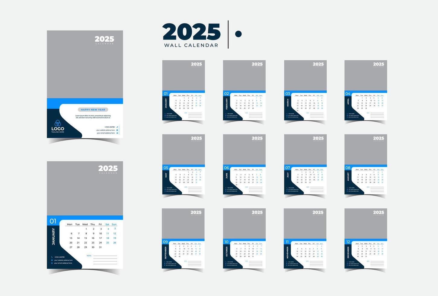 Modern 2025 Wall Calendar Your Year, Your Style vector