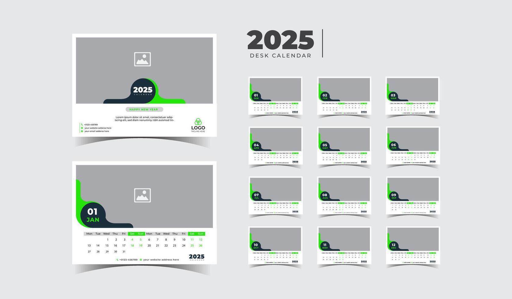 Sophisticated and Sleek 2025 Desk Calendar Design vector