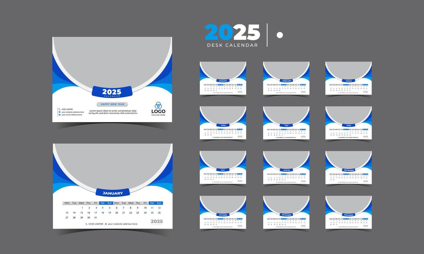 Creative 2025 Desk Calendar Template for Professionals vector