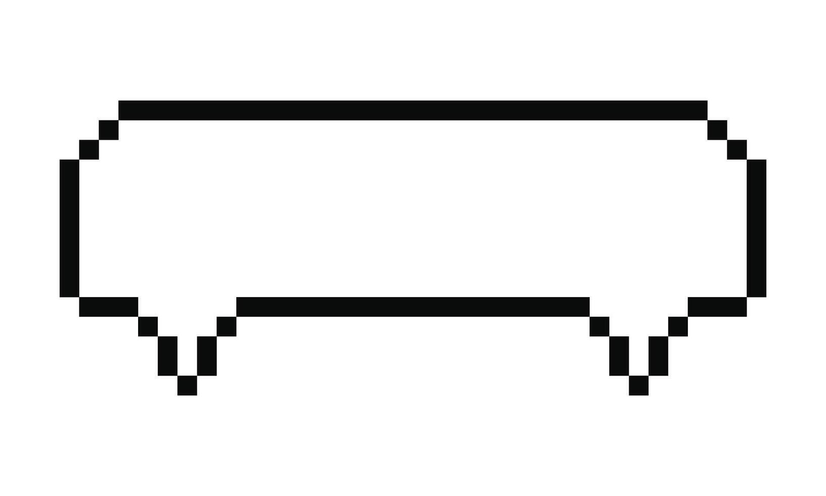 Speech Bubble pixel art style. Chatting, dialog and discuss in 8-bit game element. Rectangular frame of squares for thoughts of two characters. Retro text border. Vintage empty shape vector