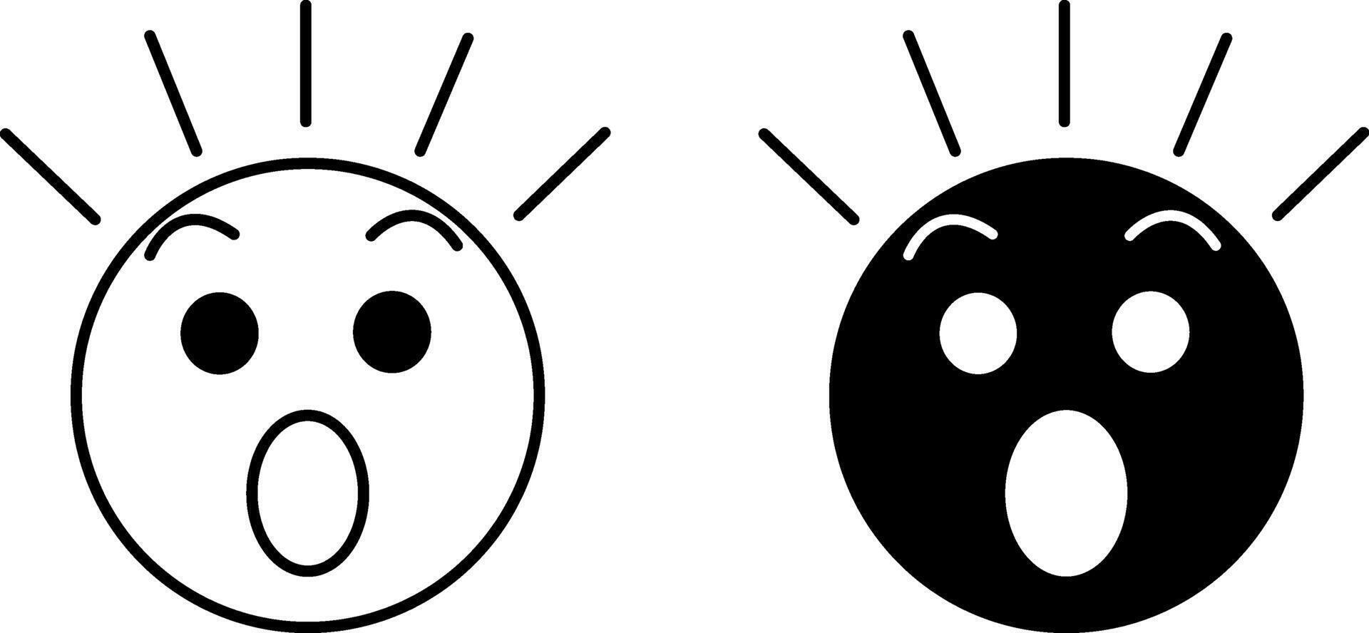 Surprised icons. Black and White Icons. Surprised Face with Open Mouth. Emotions, Mental Health. Mood Concept vector