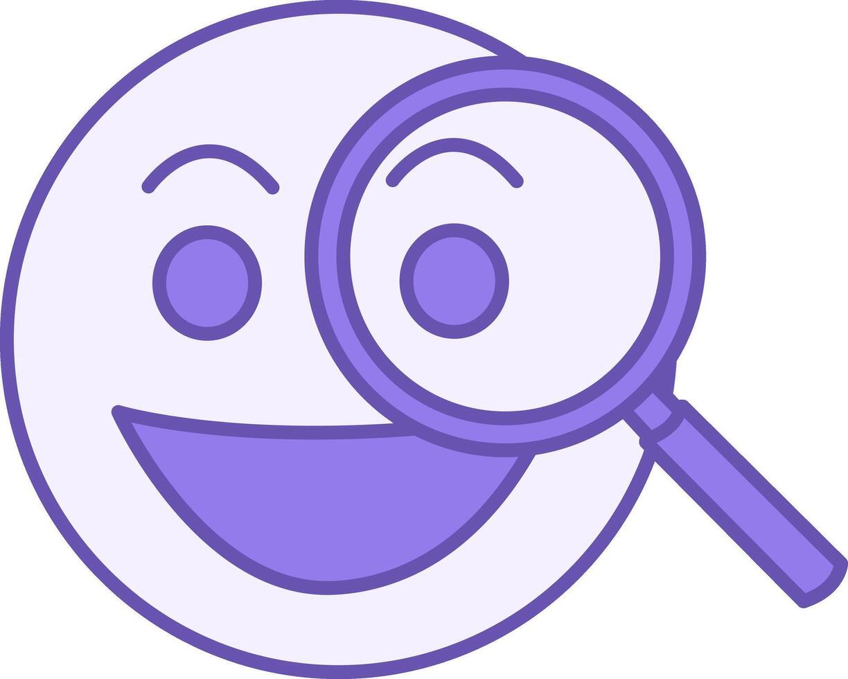 Curious Colored Icon. Icon of Smiling Face and Magnifying Glass. Emotions, Mental Health. Mood Concept vector