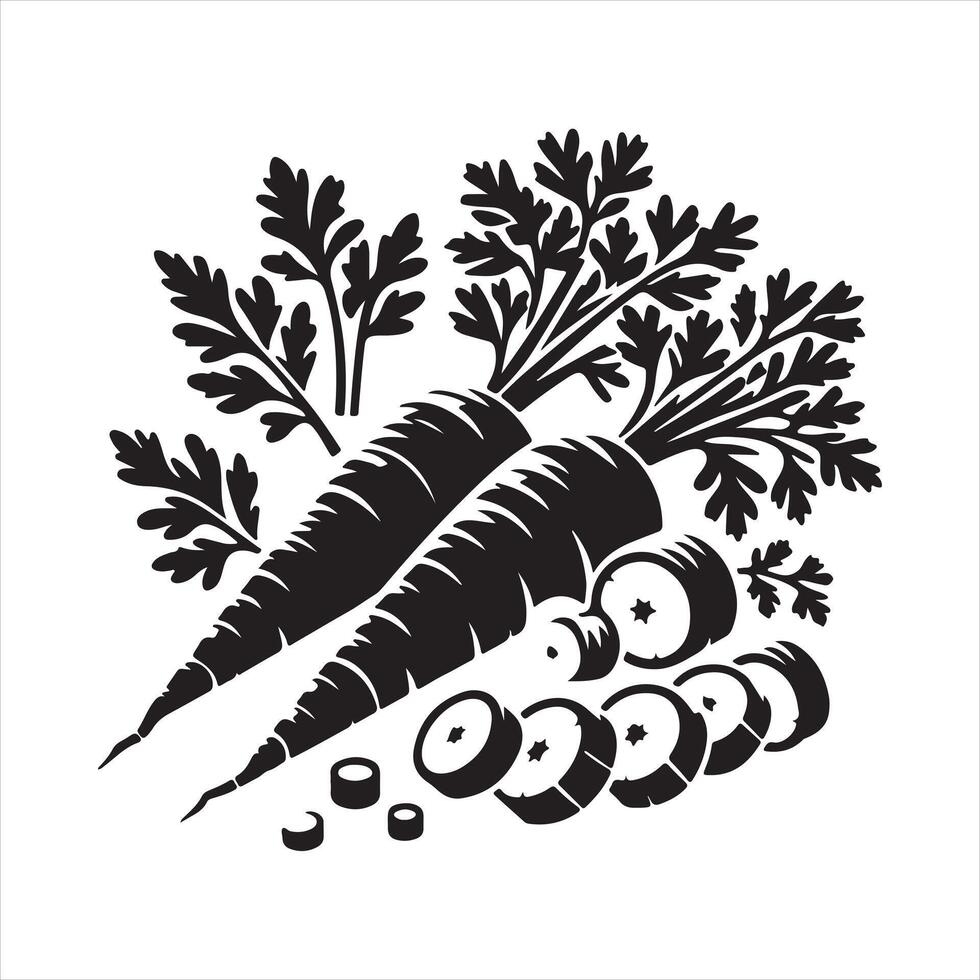 Carrot silhouette symbol sign silhouette on white background vector