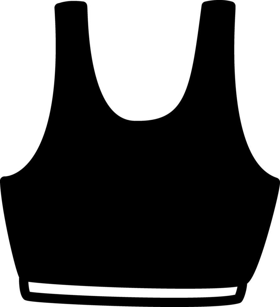 Black Icon of Female Tank Top for Fitness. Illustration of Women's Crop Top for Workouts. vector
