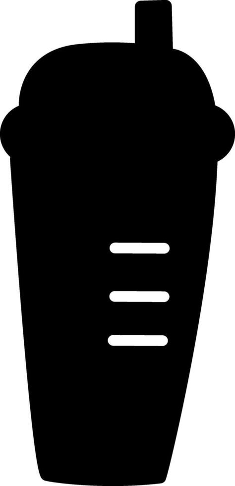 Fitness Glass Black Icon. Illustration of Sports Glass with Lid and Straw. Training container. vector