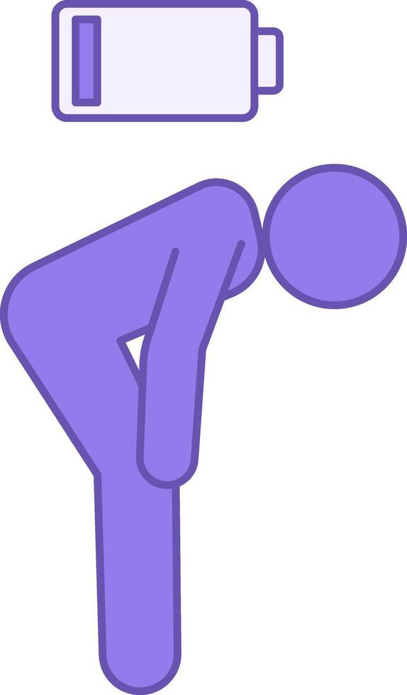 Tired Colored Icon. The Man is Bent Over from Fatigue, Burnout. Emotions, Mental Health, Mental Health. Mood Concept vector