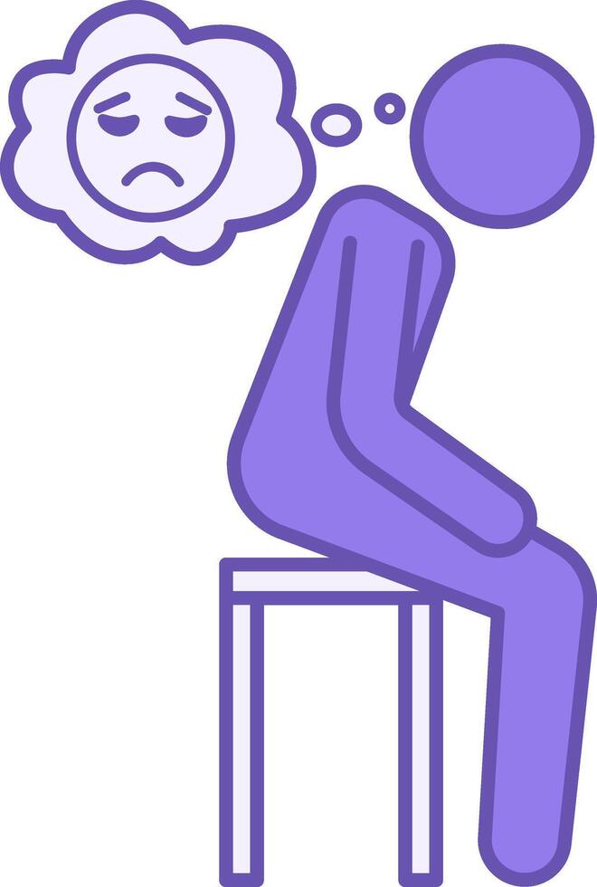 Colored Icon Lonely. Icon of Sad Man Sitting on a Chair. Emotions, Mental Health. Mood Concept vector