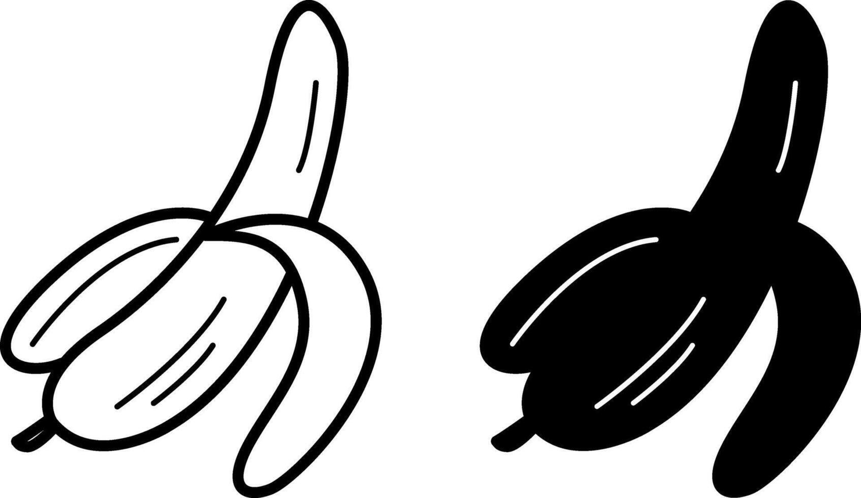 Banana icon. Illustration Black White Tropical Bananas. Healthy lifestyle. food icon vector