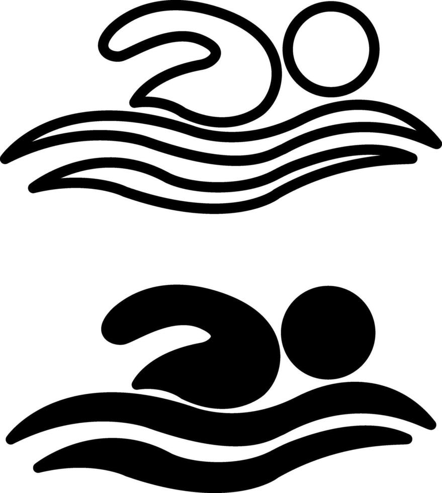 Swimming icons. Black and White Flat Illustration of Swimming Man. Sports Icons vector