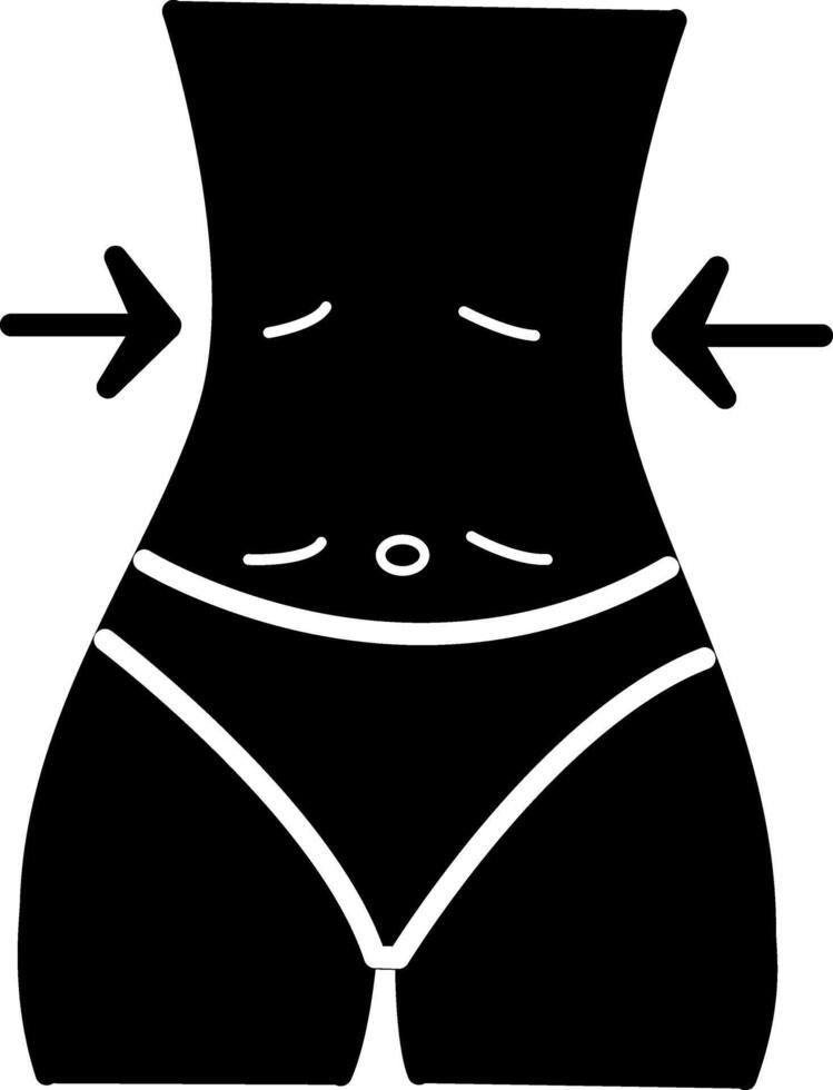 Weight Loss Black Icon. Illustration Woman Waist After Diet. Woman Body Silhouette vector