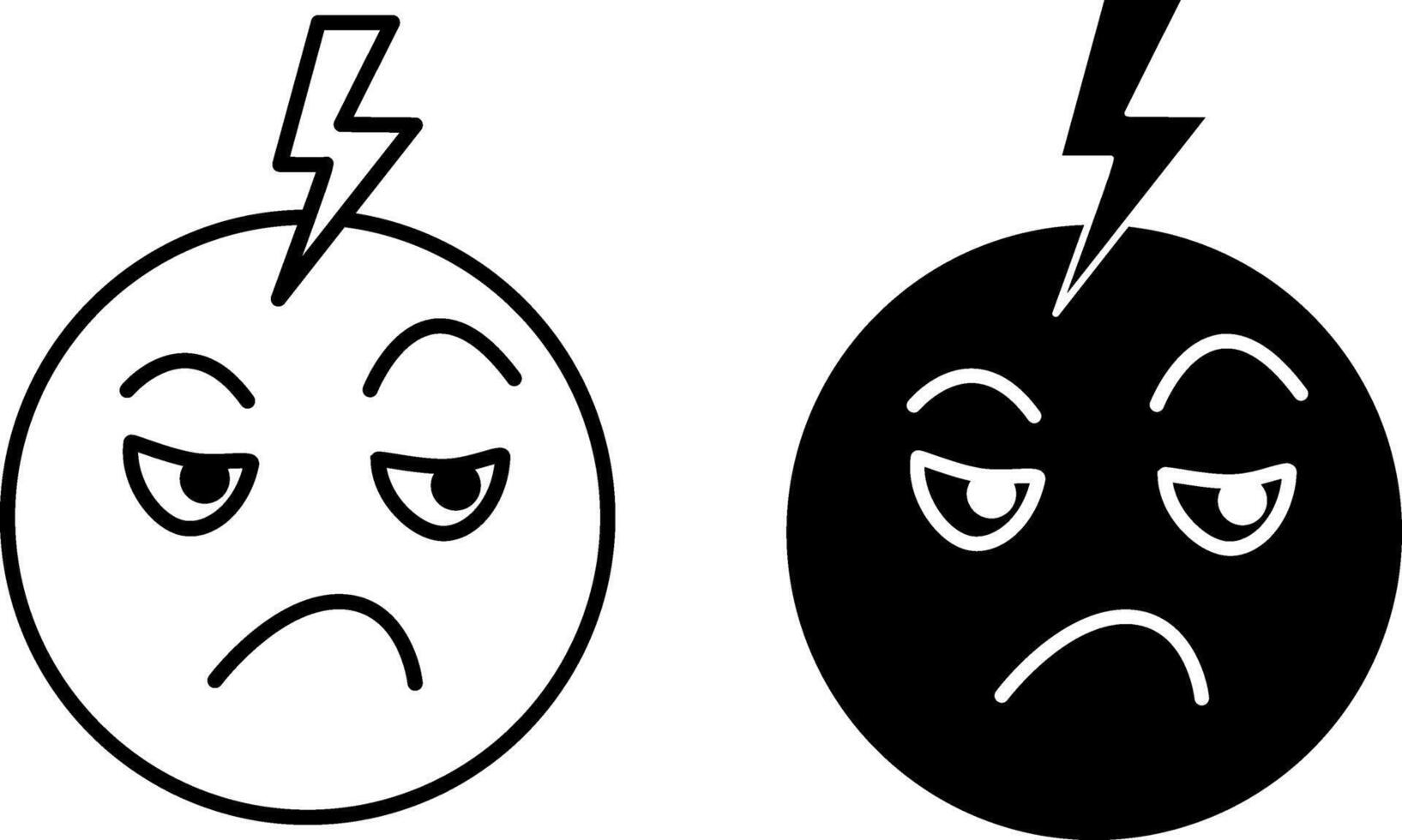 Jealous icons. Black and White Icons. Facial Emotion, Mental Health. Mood Concept vector