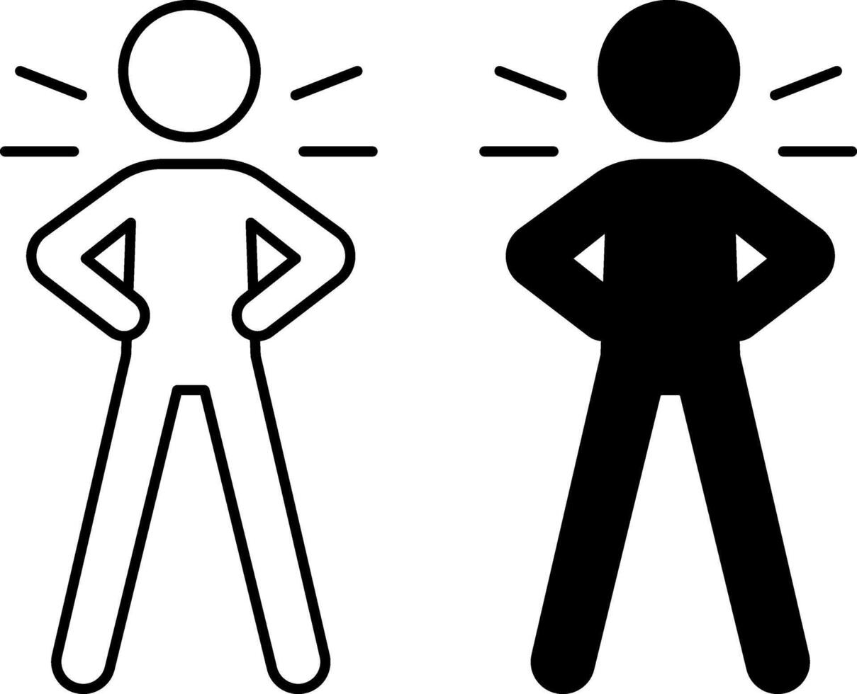 Confident icons. Black and White Icons. Man Standing in a Confident Pose. Emotions, Mental Health. Mood Concept vector