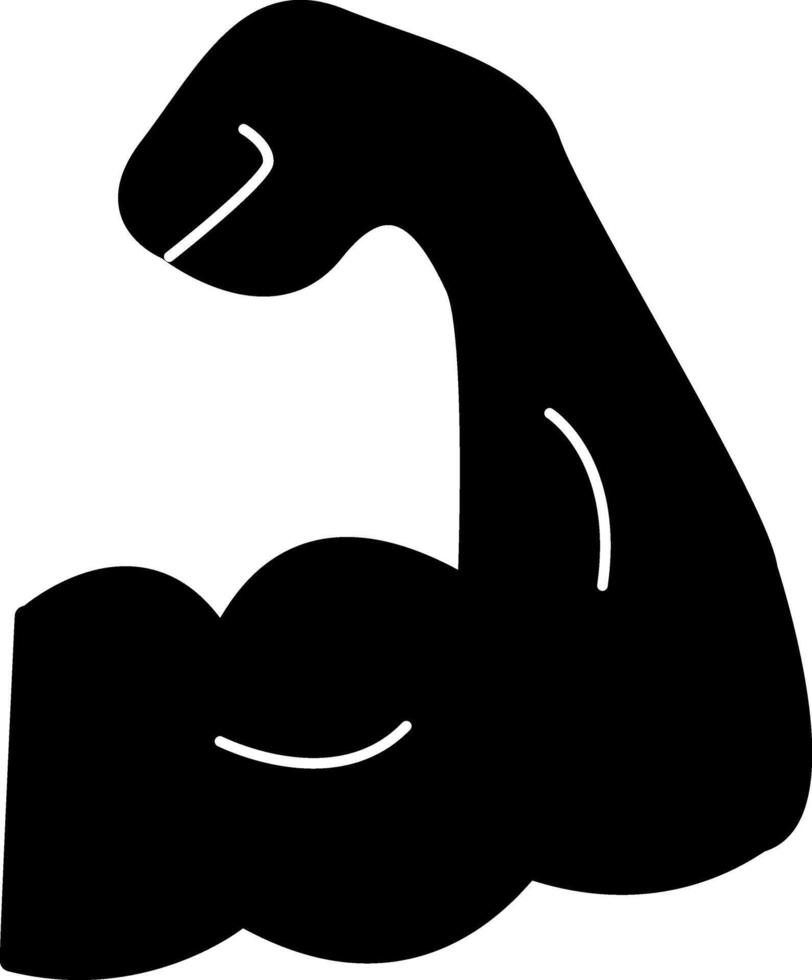 Pumped Biceps Black Icon. Illustration Strong Arm Bodybuilder vector