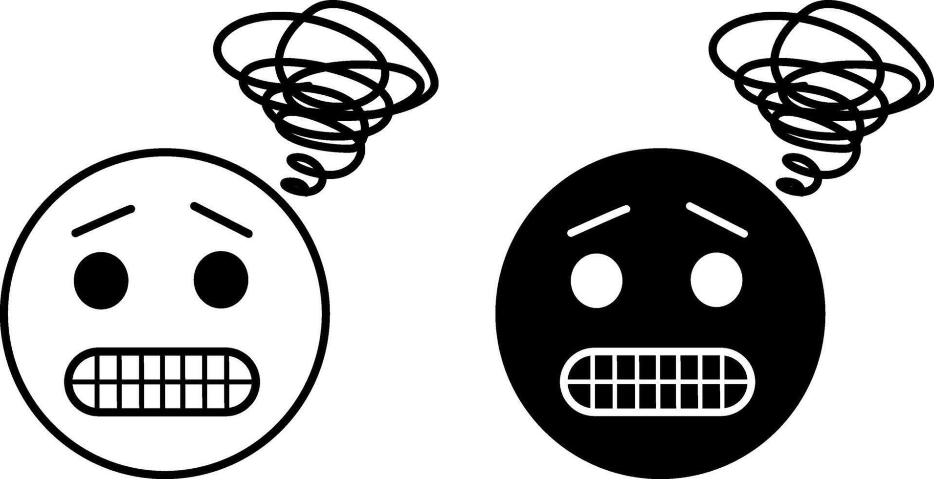 Anxious icons. Black and White Icons. Person with Anxious Emotions. Mental disorder, Mental Health. Mood Concept vector