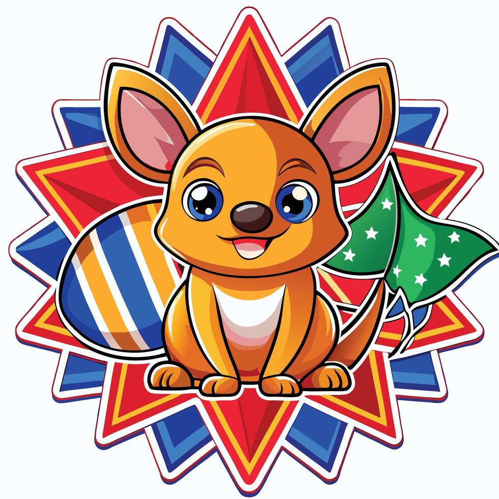 A cartoon kangaroo with a star and a star vector