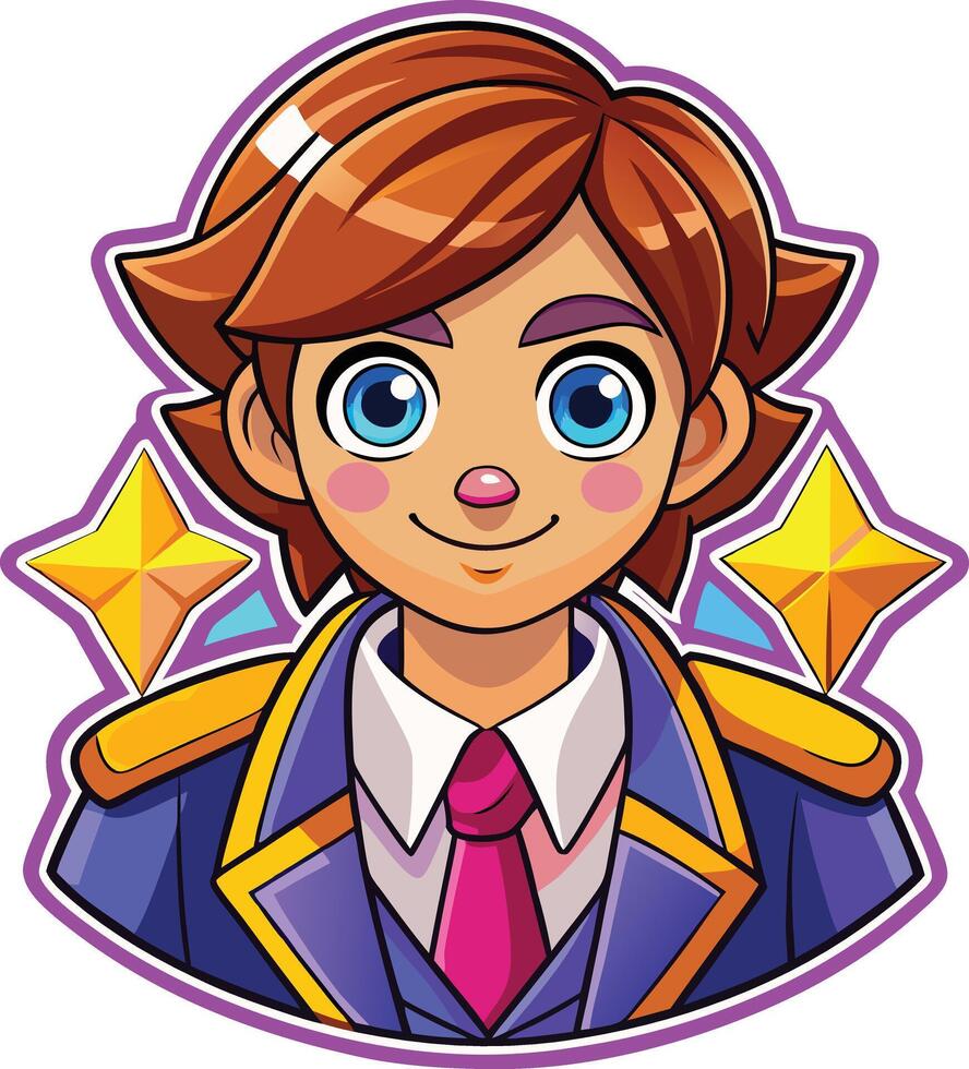 A cartoon character with blue eyes and a tie vector