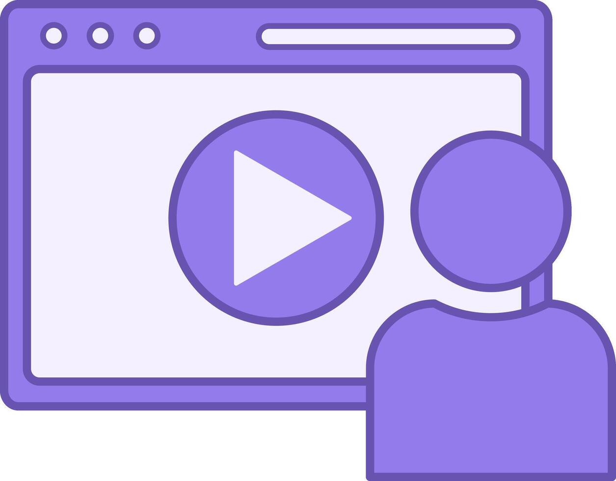Colored Web Icon. Icon of User, Website, and Play Button. Social Networks Concept vector