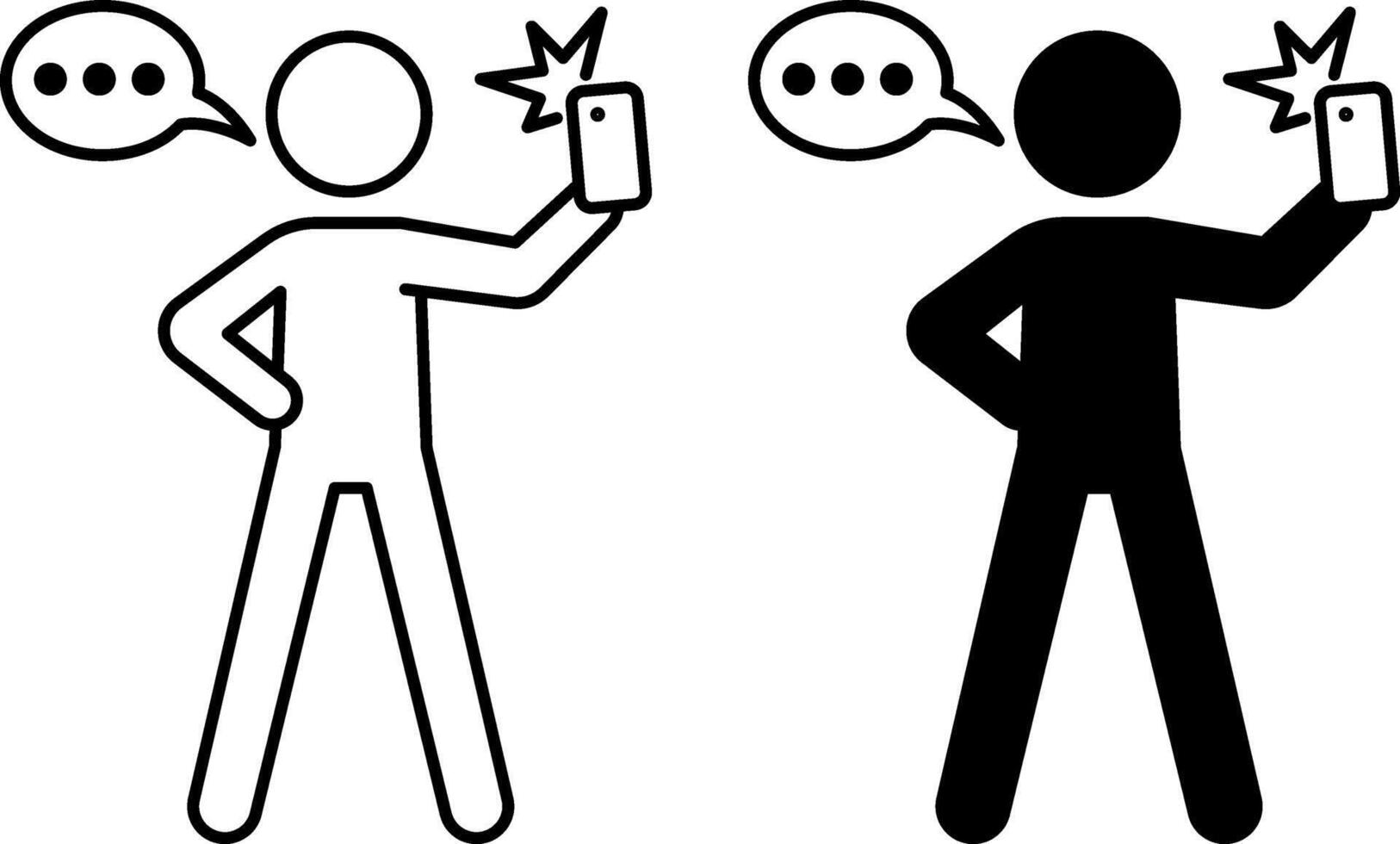 Vlogger icons. Black and White Icons. Man Recording for Vlog. Blogger and Social Networks Concept vector