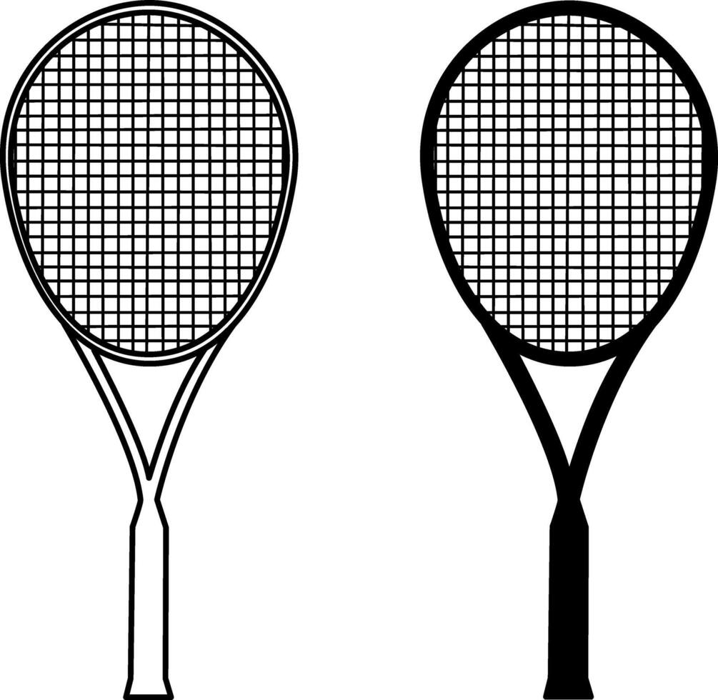 Tennis racket icons. Black and White Illustration of Tennis Rackets. Sports Logo vector