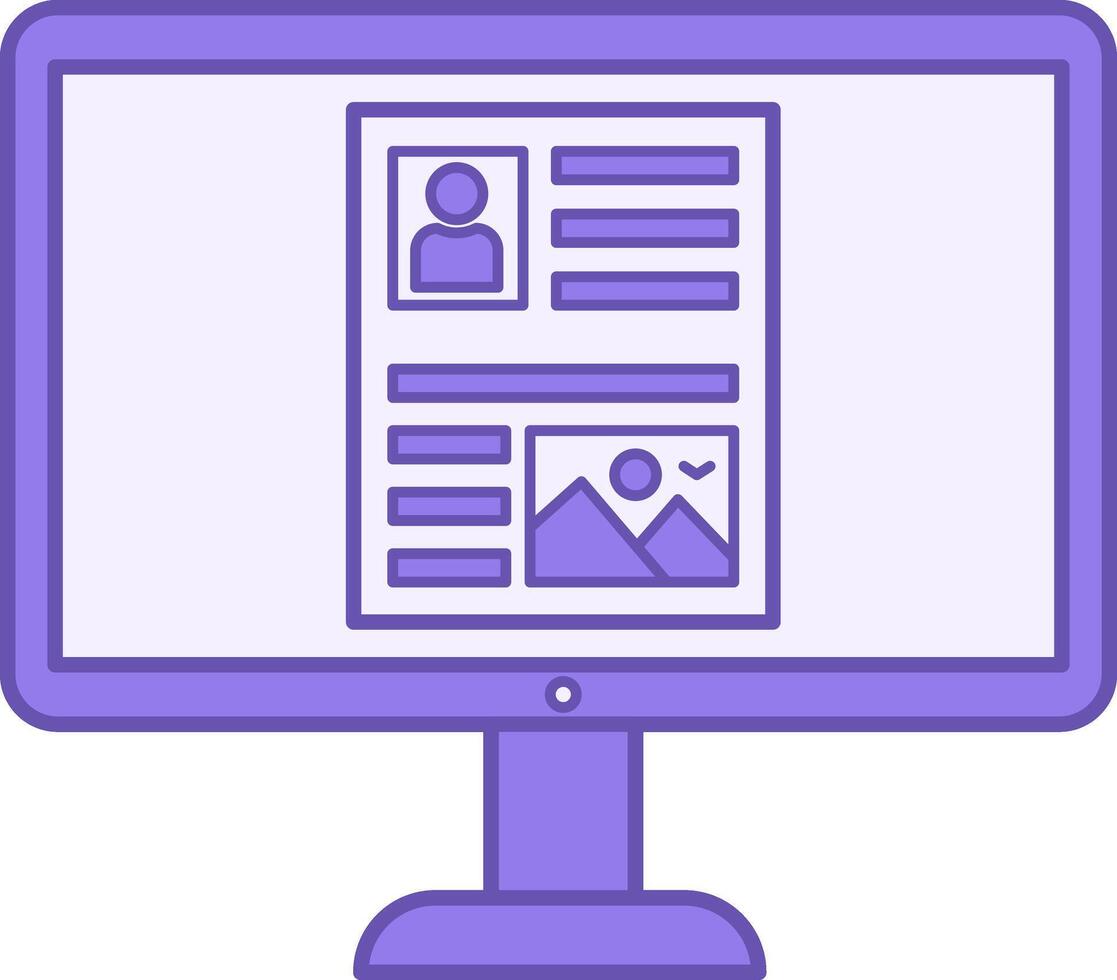 Color Screen Icon. Icon of Website on Computer Screen. Social Networks Concept vector