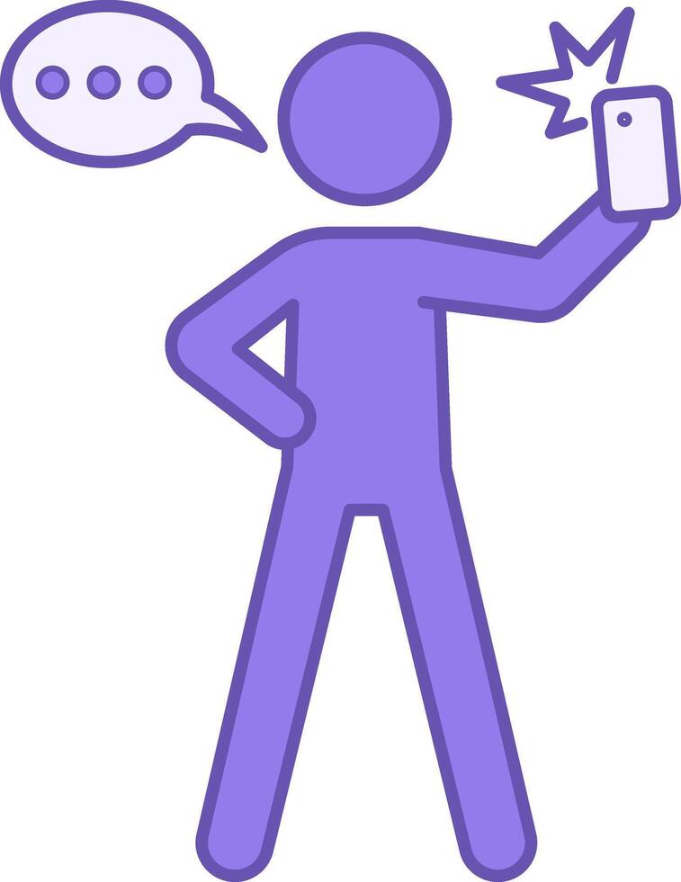 Vlogger Color Icon. Man Recording for Vlog. Blogger and Social Networks Concept vector