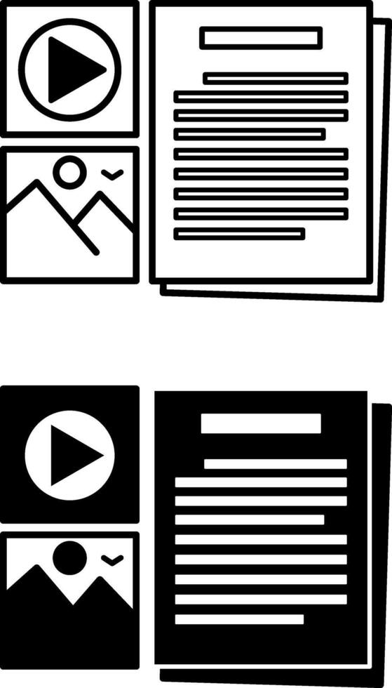 Content Creation Icons. Black and White Icons. Media, Photo, and Text. Information Uploaded on Social Networks. Blogger Concept vector
