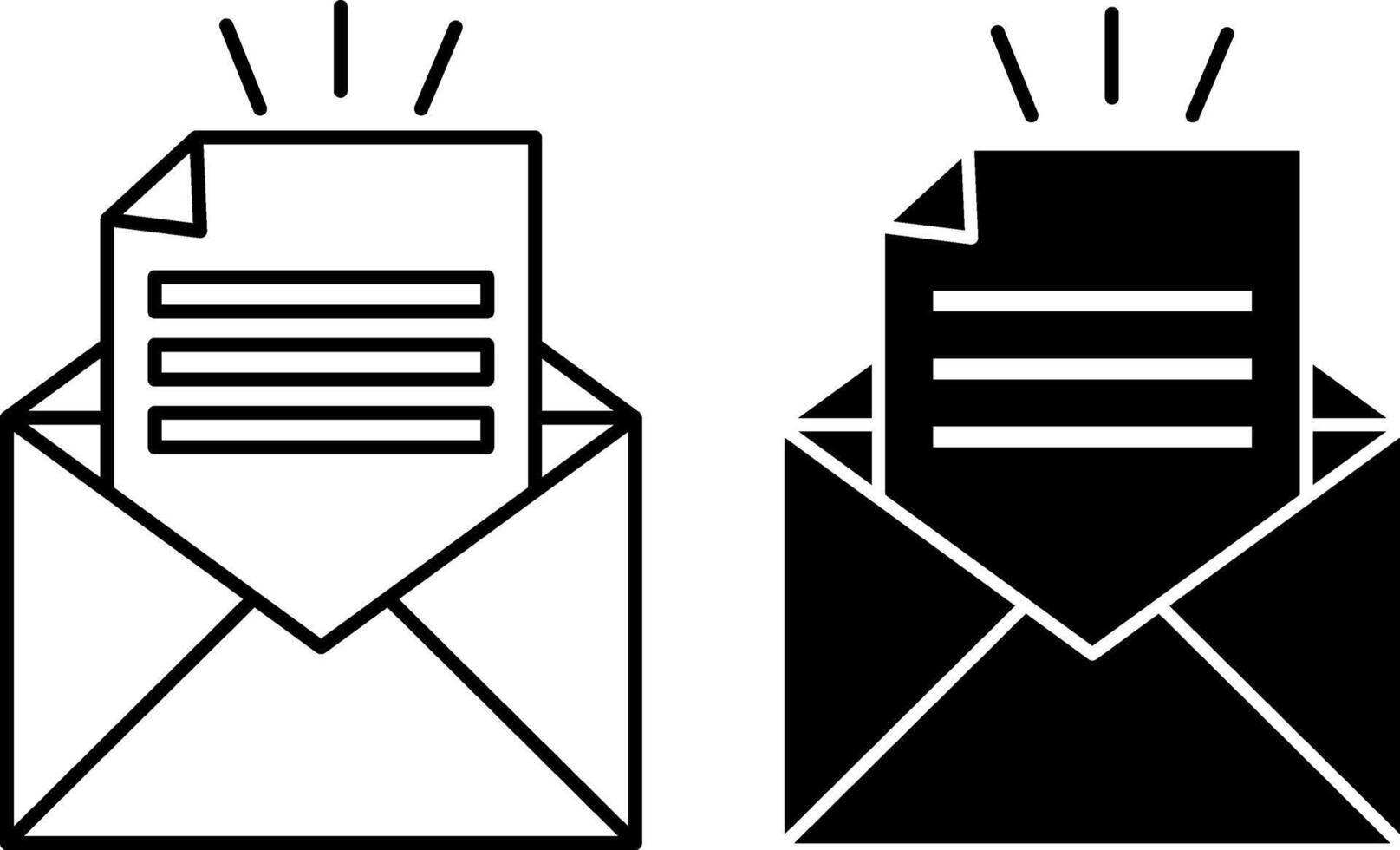 Newsletter icons. Black and White Icon of Envelope with Letter. Email Message. Blogger and Social Networks Concept vector
