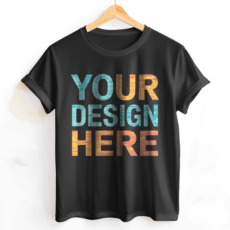 Black isolated round neck tshirt mockup on white background psd