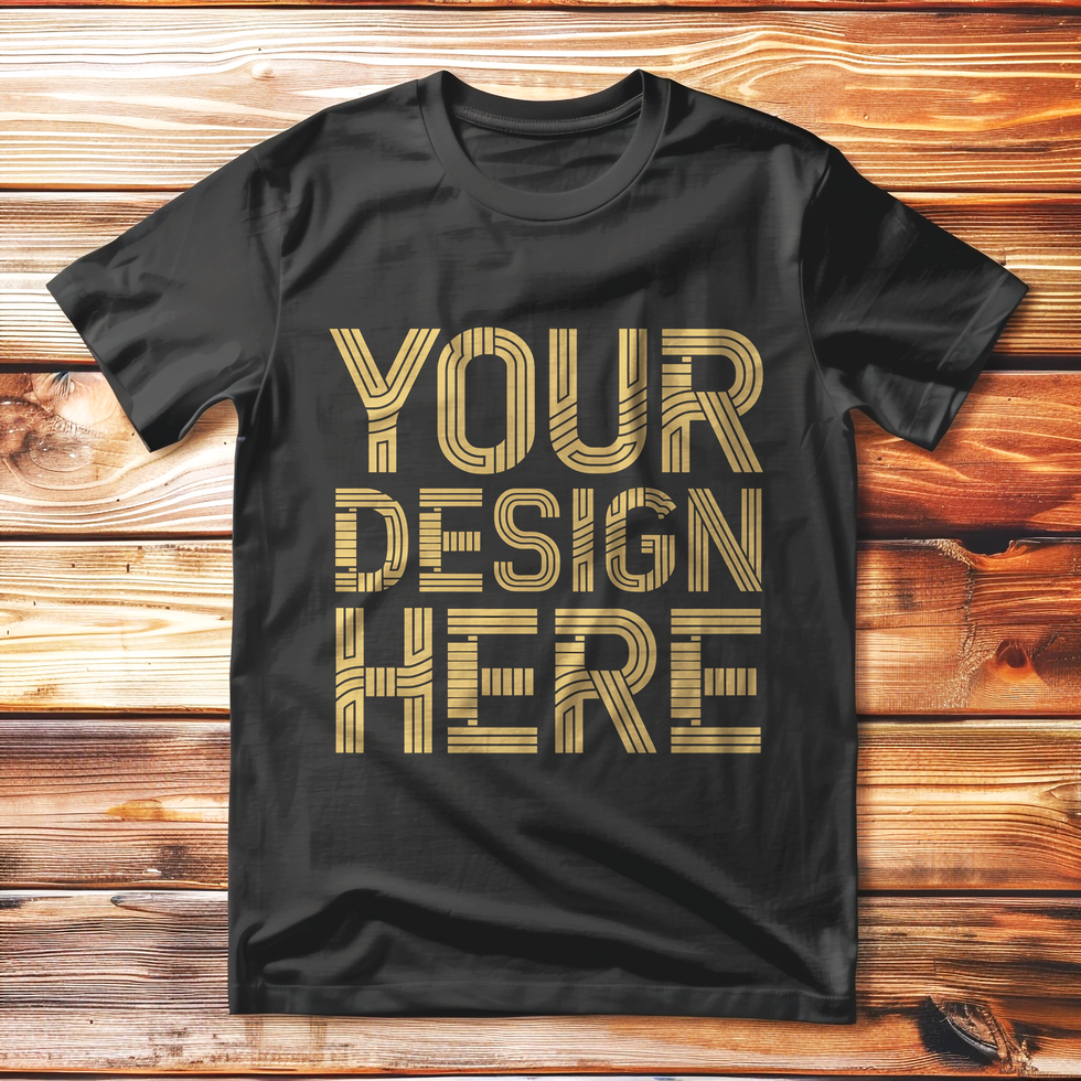 Dark tshirt mockup on wooden background psd