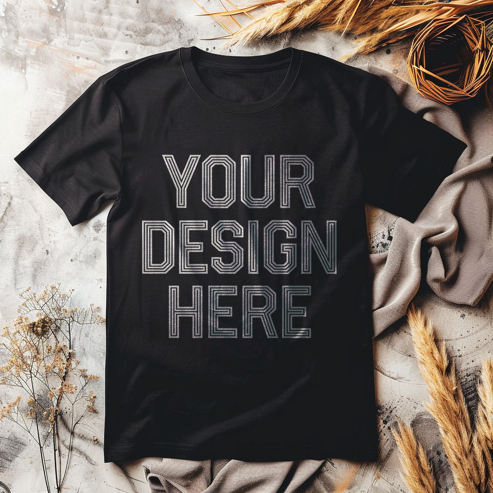 Dark color tshirt mockup on floor background psd