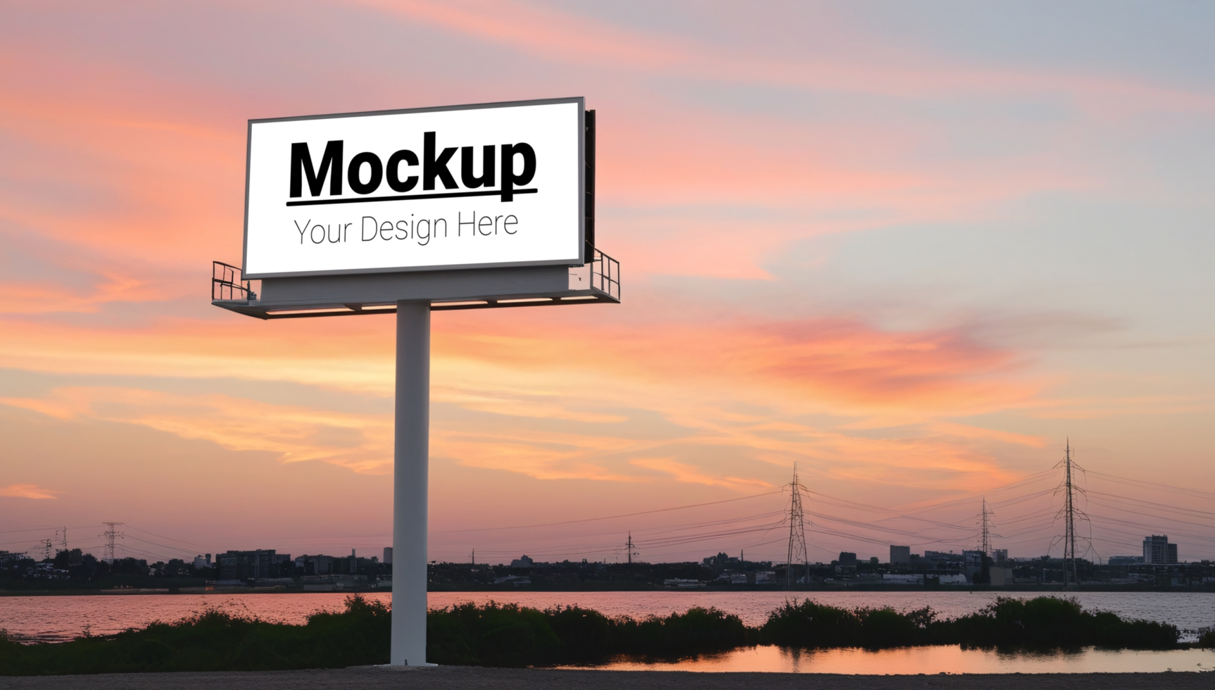 Mockup billboard on the side of the road psd