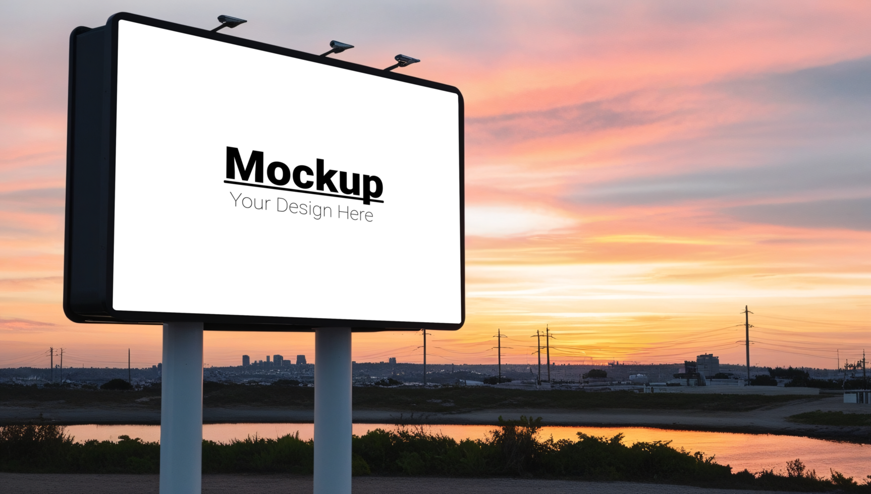 Mockup billboard with sunset psd