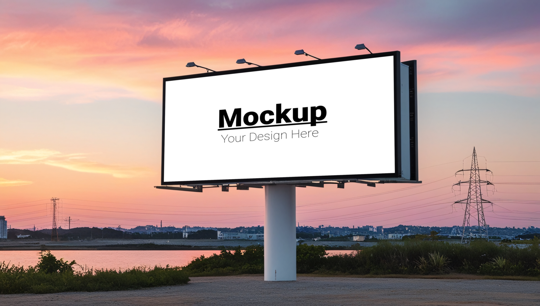Billboard mockup at sunset psd