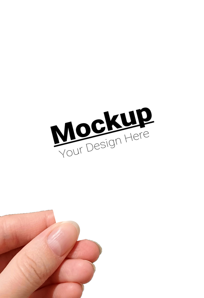 Mockup of greeting card held in hand without background psd