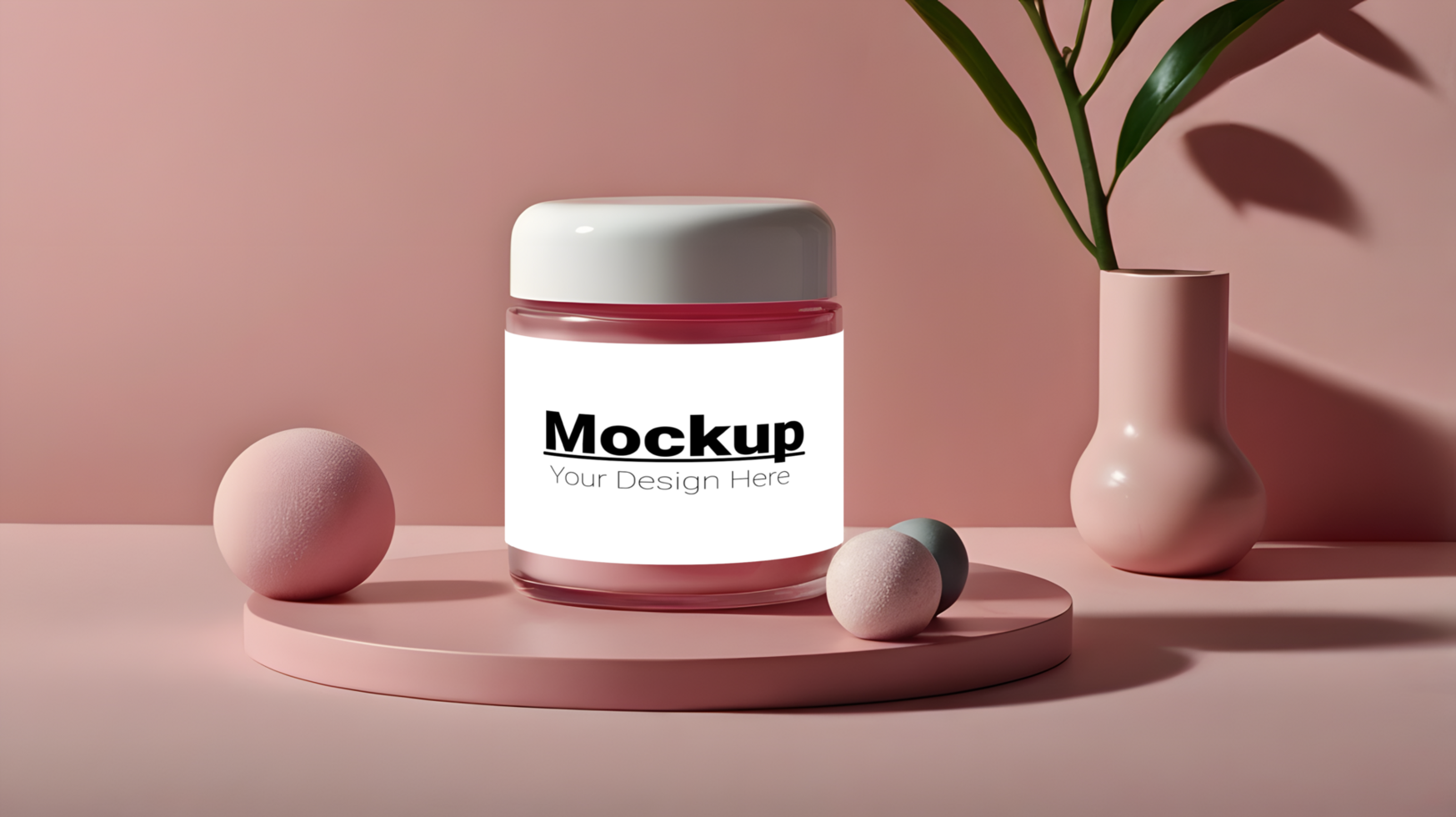 Mockup of a cream jar on a pink advertising background psd